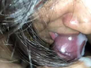 Sexiest Indian Lady Closeup Cock Sucking with Sperm close by Frowardness