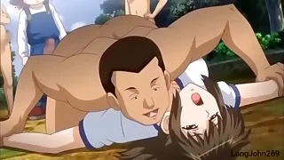 Hentai gangbang by three men